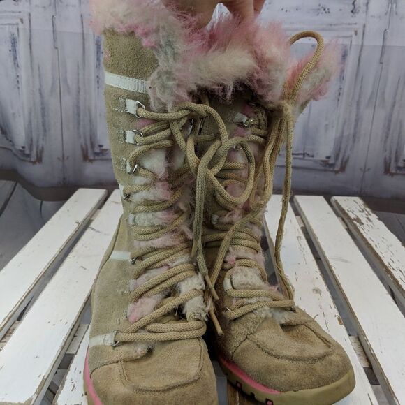 skechers girl pink faux fur winter snow warm boots - Picture 4 of 7